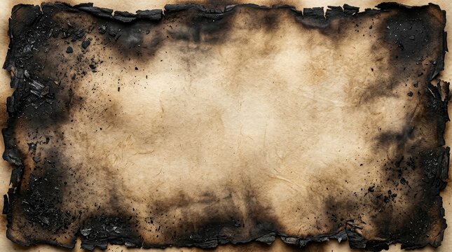Aged burned paper with charred edges background