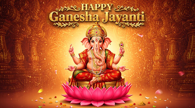 Celebration of Ganesha with vibrant colors and symbolic elements for Ganesha Jayanthi festival dedicated to Lord Ganesha in an