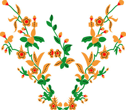 Floral Neckline Embroidery Pattern Vector Graphic for Dress and Apparel Design