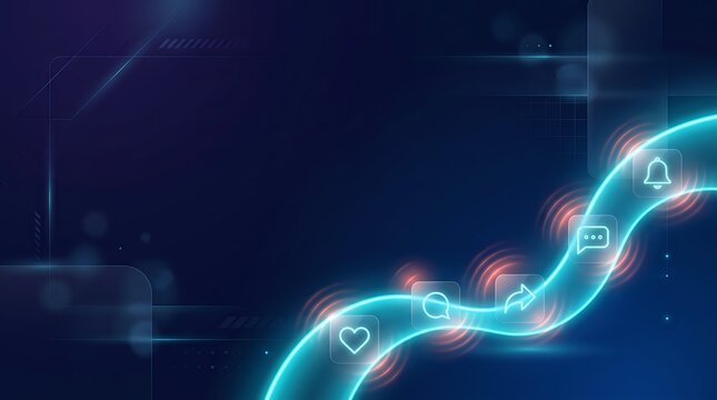 SocialPulse-NavyCyanCoral-GlassLight-SocialAdvertising-NeonWaveBackground