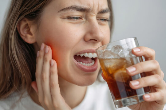 Woman feels sharp toothache pain