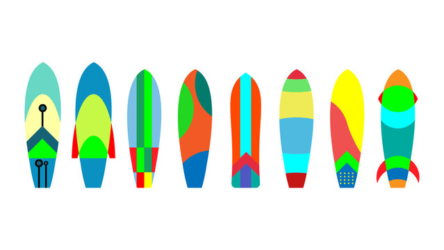 png bundels set surfboards different colorful vector images