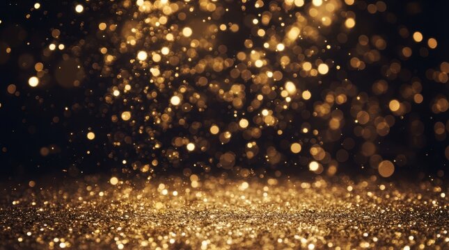Black Friday Golden bokeh lights and glittering dust creating a luxurious festive background for high-end retail marketing campaigns
