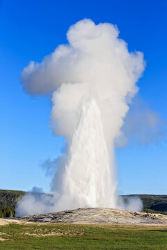 USA, Wyoming, Yellowstone National Park, Upper Geyser Basin, Old Faithful Geyser erupting