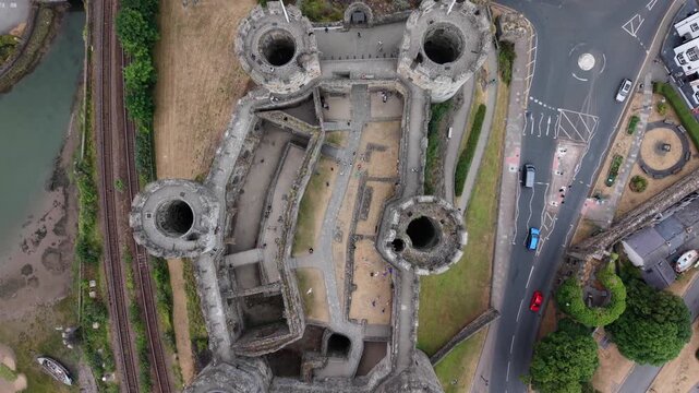 Aerial Video Conway Castle Wales. Conwy , previously known in English as Conway, is a walled market town, community and the administrative centre of Conwy County Borough in North Wales.