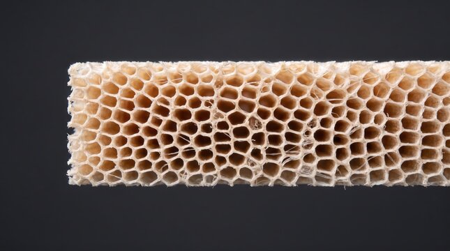 Macro cross-section of balsa wood showing natural honeycomb cellular structure and grain.