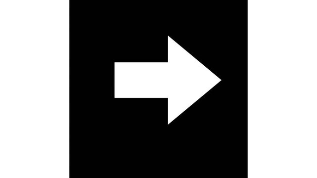 Directional Right Arrow Icon Animation Pulsing in White, Seamless Loop Next Page Navigation UI Element Motion Graphics, Digital Website Interaction Dashboard Design