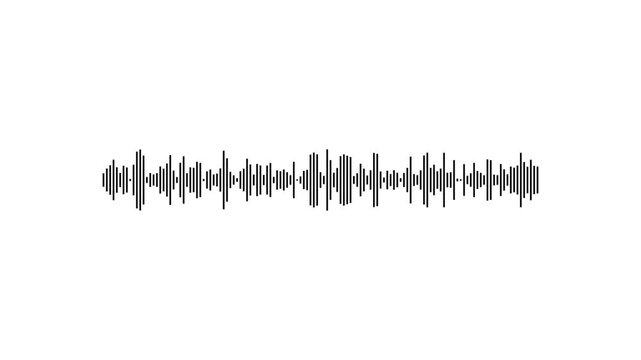 Audio waveform looping animation on a white background. Music, audio technology concept.