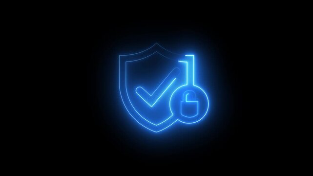Animation of padlock shield protective shield lock guard barrier icon on background. Secure service, protect data, cyber shield, internet safety, firewall system, privacy concept.