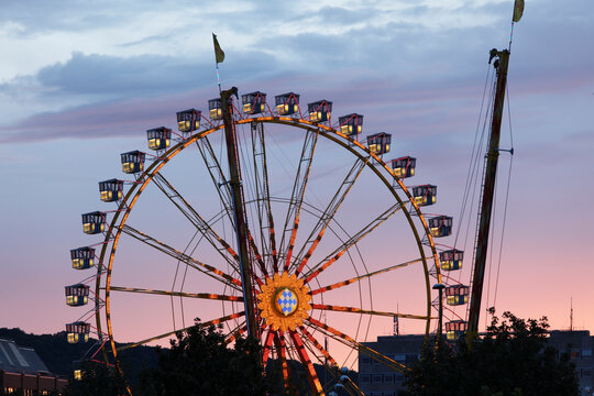 Germany, Bavaria, Wuerzburg, View of Big wheel in kiliani fair