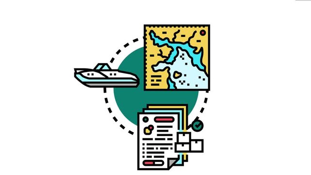 Boat registration documents, including ownership papers, a marine map, and official paperwork, symbolizing the process of acquiring and managing legal vessel credentials for water travel