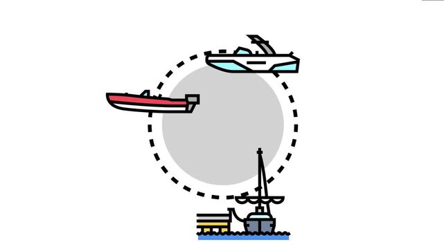 Boats, including a motorboat and a sailing ship, illustrate the boat registration concept, symbolizing the legal process of documenting and licensing watercraft for ownership and use