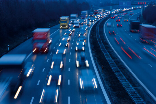 Europe, Germany, Bavaria, Munich, Rush hour at evening on highway