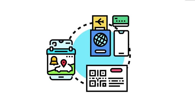 Digital boarding pass app concept modern travel planning, online ticket booking, and convenient navigation services using mobile devices and qr codes for seamless journeys