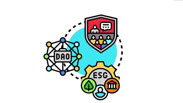 Business leaders are discussing risk management and strategy implementation, focusing on decentralized autonomous organizations and environmental, social, and governance principles