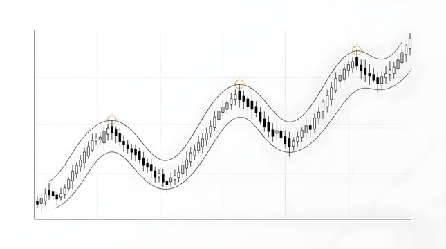 Minimalist monochrome line graph illustrating stock market trends and technical analysis