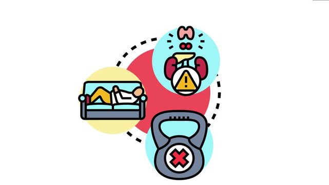 Concept bmi body fat assessment, considering lifestyle choices like sedentary behavior, lack of exercise, and their potential impact on thyroid and kidney health