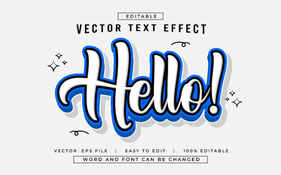 Hello 3D editable text effect style - Premium Vector