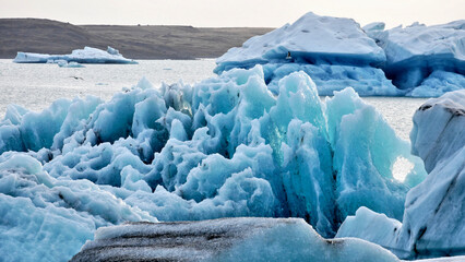 Ice floes on a lake in Iceland, abstract landscape © pettys