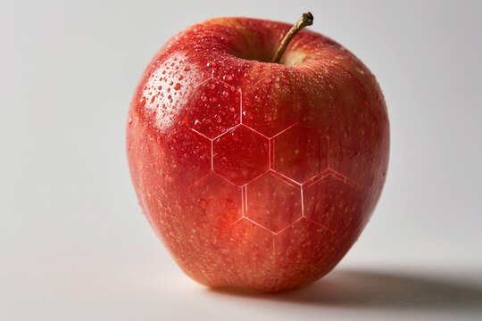 red apple and visualization suggesting invisible pesticide residues