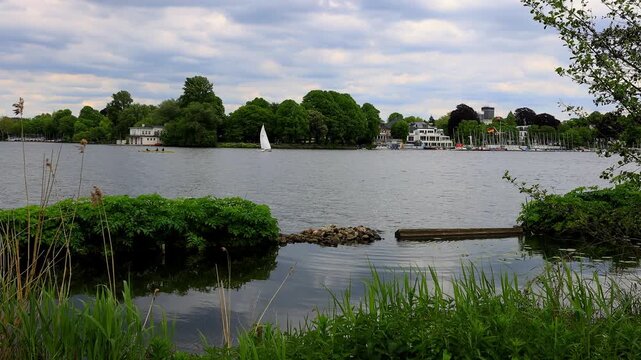 the aussennalster lake in hamburg 4k video