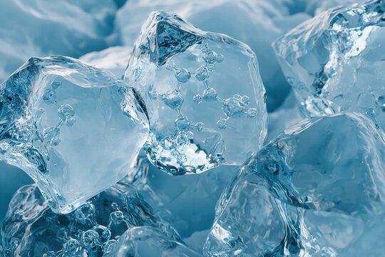 blue glacier ice with subtle translucent molecular structures