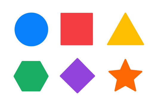 Colorful Basic Geometric Shapes Icon Set