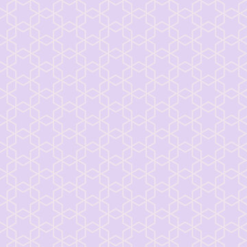 Minimal hexagram line seamless pattern in pale purple and pale yellow geometric background