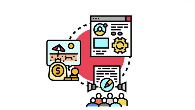 Blogging plan diagram outlining the process of generating online content, attracting an audience, and subsequently monetizing efforts through digital strategies and engagement