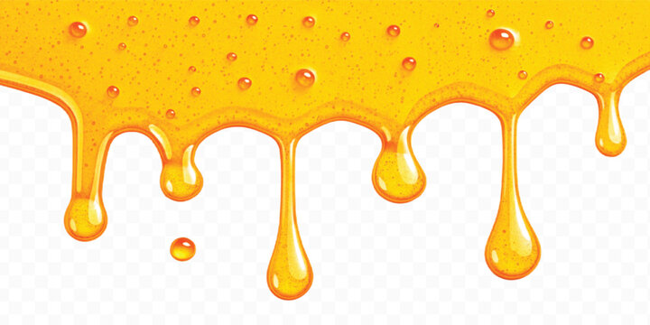 realistic honey dripping in different style isolated on transparent background