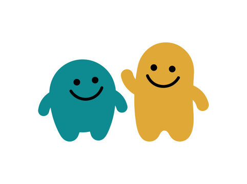 Cute Cartoon Mascot Characters Waving