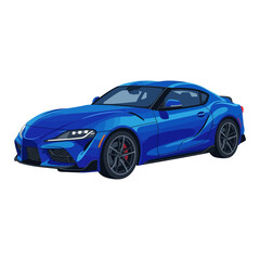 Naklejka premium Blue Sports Car Coupe - Modern Automotive Design