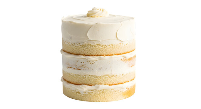 Delicious three layer vanilla cake with white frosting a delightful dessert option isolated on transparent background