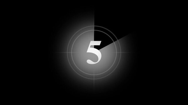 countdown movie from 5 to 0 number old film timer count in grey retro style vintage video timer, best suitable for your cinema, movie or footage countdown on the target, old movie countdown 4K
