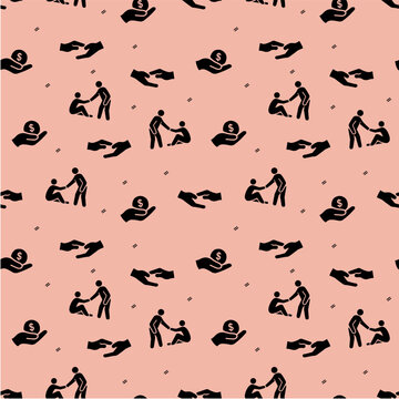 donation and helping hands seamless pattern