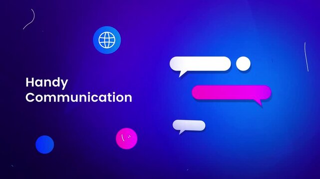 Handy communication motion graphic animation featuring colorful chat bubbles appearing on a smooth blue gradient background for modern digital technology