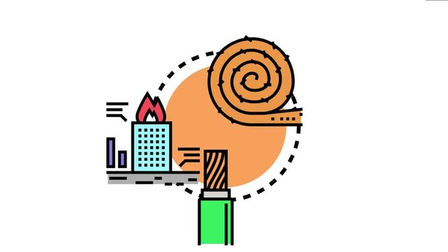 Blaze proof construction materials concept demonstrating fire resistant insulation, protective cables, and structures protecting against fire, ensuring building safety