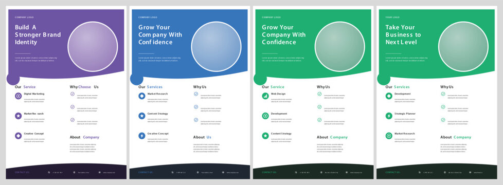 Professional corporate flyer and business poster design template collection featuring modern layouts with vector shapes and placeholders