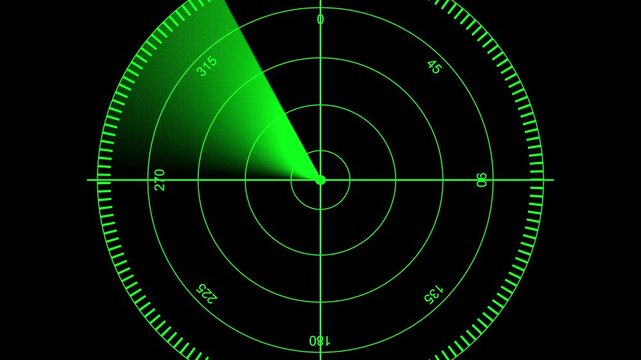 Radar screen loop with scanning beam. Scanning Submarine Radar Screen with tracking systems, and advanced technology solutions. Signal transmitted sonar radar .Radar point to detect enemy position. 4k