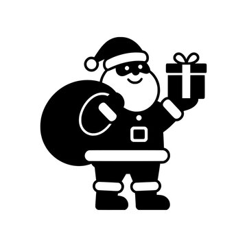 Premium Neo Minimal Santa Delivering Gifts icon featuring Santa handing out presents in a clean geometric style. Ideal for Christmas marketing, websites, seasonal campaigns, and scalable SVG icon coll
