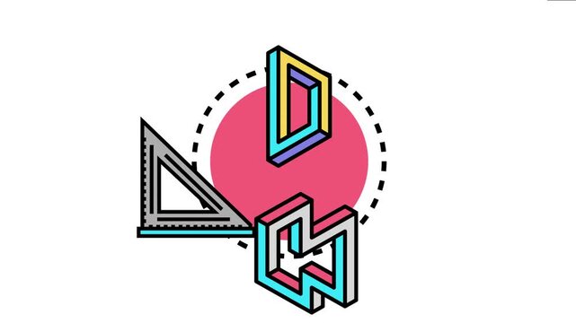 Impossible geometry icons complex optical illusions and abstract mathematical concepts for creative problem solving and unique visual design