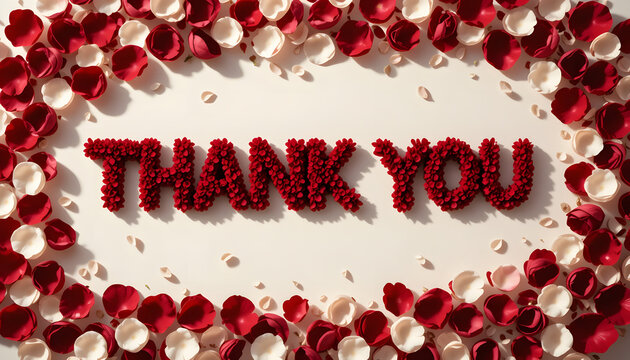 Elegant Floral Thank You Lettering with Fresh Rose Petals