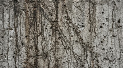Naklejka premium Detailed gray concrete texture with dark streaks and pores