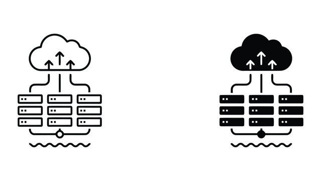Cloud data storage and server infrastructure icon set with infrastructure
