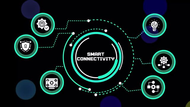 Smart Connectivity concept featuring intelligent networks, connected devices, cloud computing, automation, data analytics and secure enterprise technology systems.