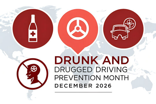 Drunk and drugged driving prevention month conceptual background with safety