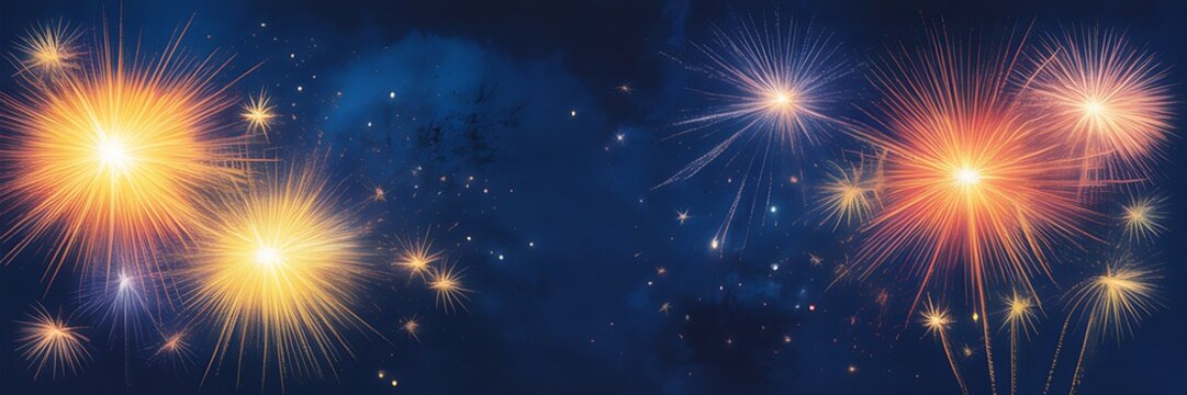 Silvester 2027 New year New Year's Eve Party, new years eve background banner panorama long- firework fireworks on rustic dark blue night sky texture