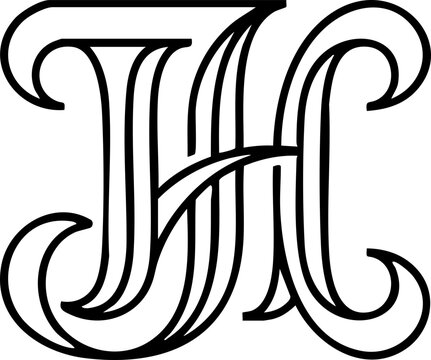 Interlocking calligraphic letter hJ shapes form a decorative vector illustration.
