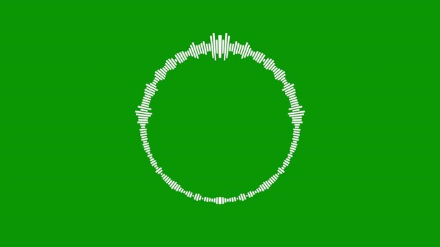 White sound wave ring pulsing rhythmically on a green screen background, minimalist circular audio equalizer visualizer for DJ software, video overlays, and broadcast in Apple ProRes 4K.