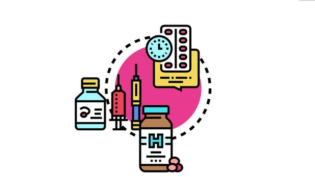 Illustrated medical items including a pill blister pack, injections, and vials are shown, representing various methods and options for birth control and reproductive health